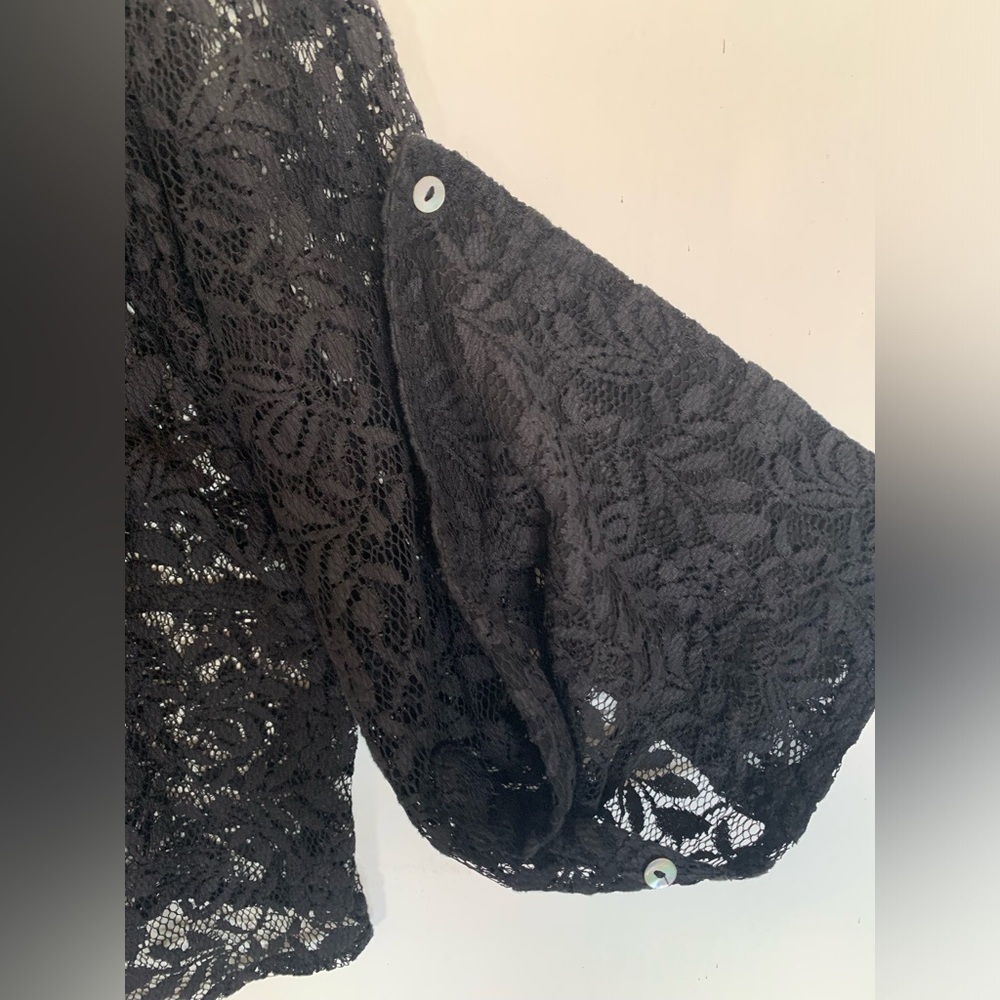 π Chelsea Flower Shirt Jacket Lace Mother of Pearl Buttons New Yearβs Eve BLK S - Picture 9 of 16